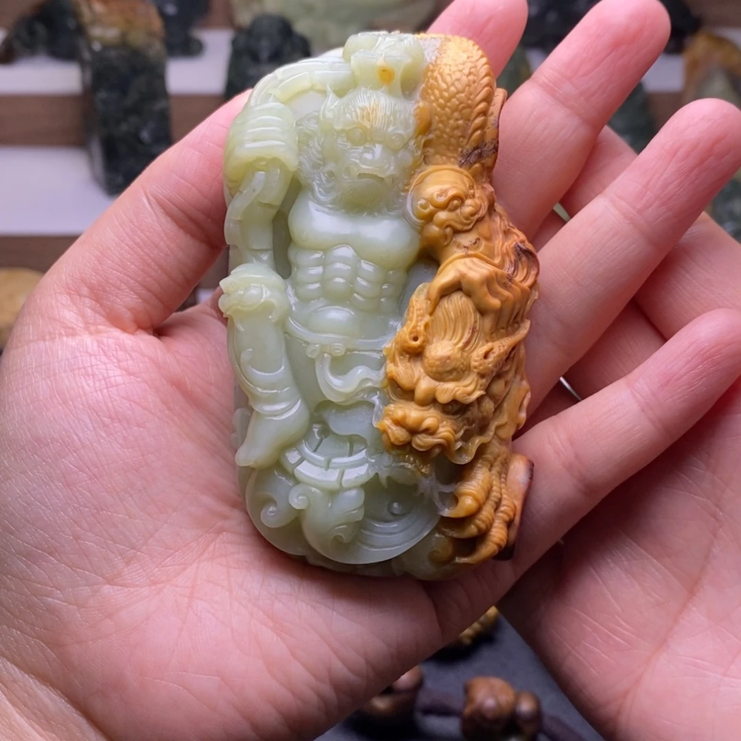 岫岩河磨玉（透闪石质玉）手把未镶嵌江*