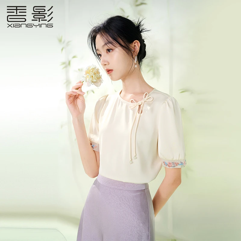【直播专享】S642742衬衫 香影新中式国风衬衫女短袖夏季新款衬衣