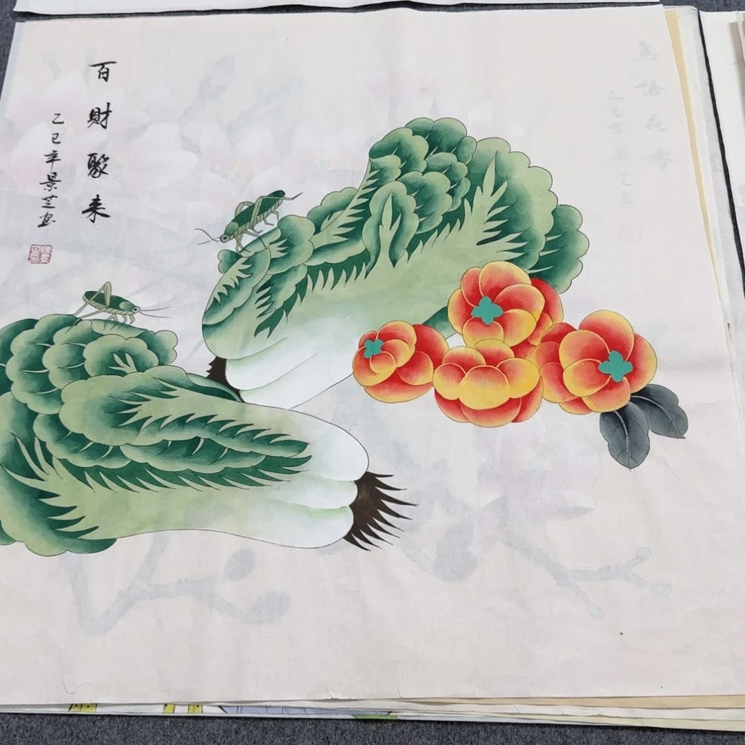 国画尺寸70X70手绘作品