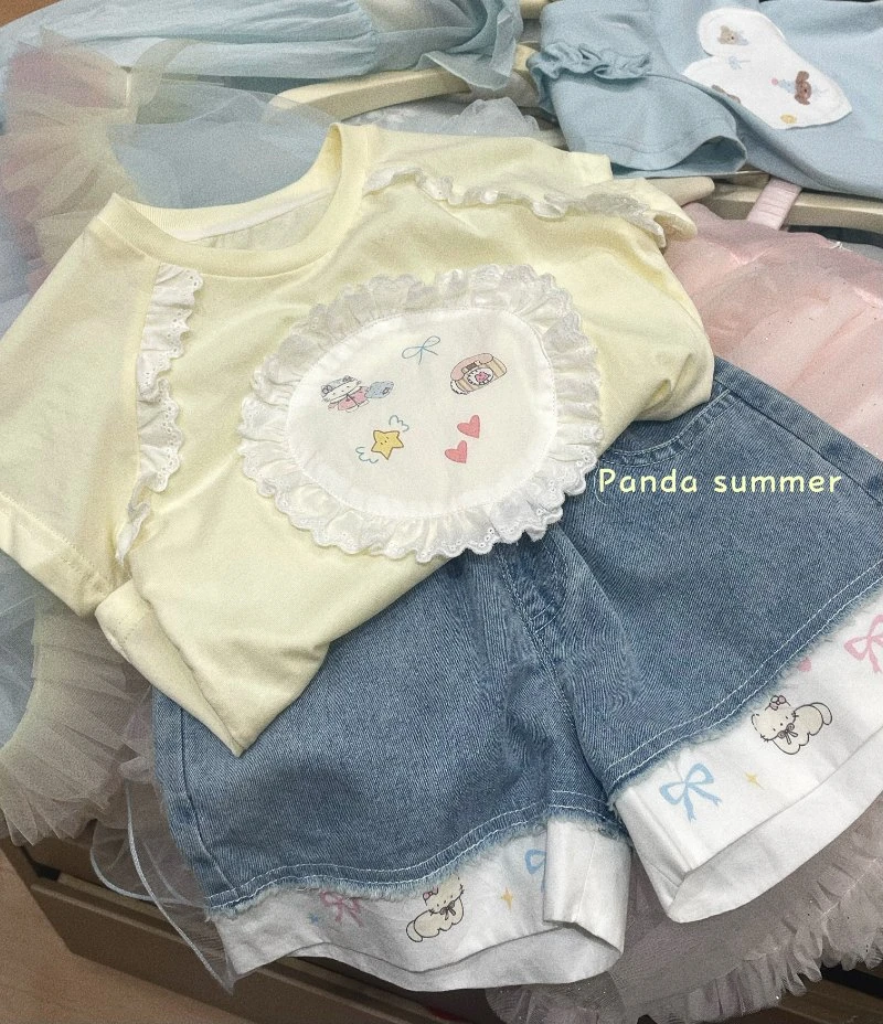 kiai正版女童夏季韩版甜美可爱百搭卡通贴布短袖T恤