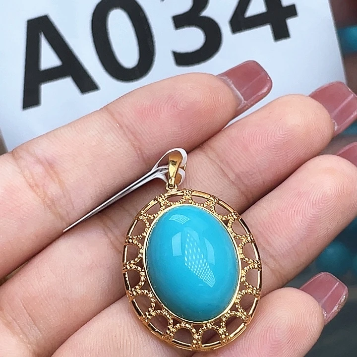 绿松石珠宝奇石18K金镶嵌