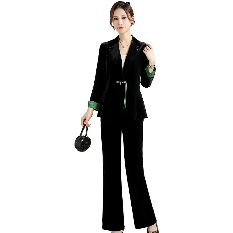 钻石绒套装女春秋装新款高端品牌时尚洋气时髦减龄两件套003