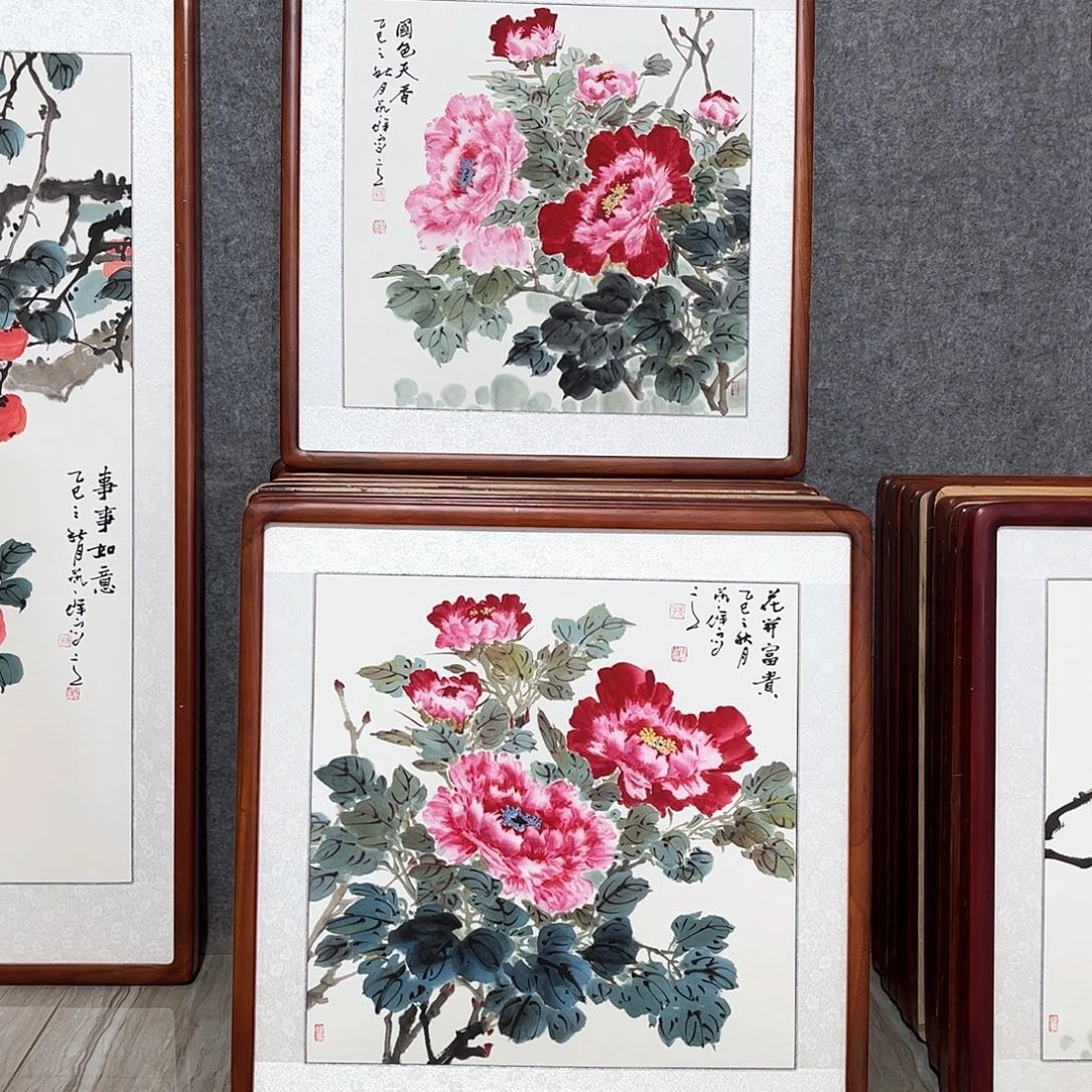 国画书画作品带框63×63