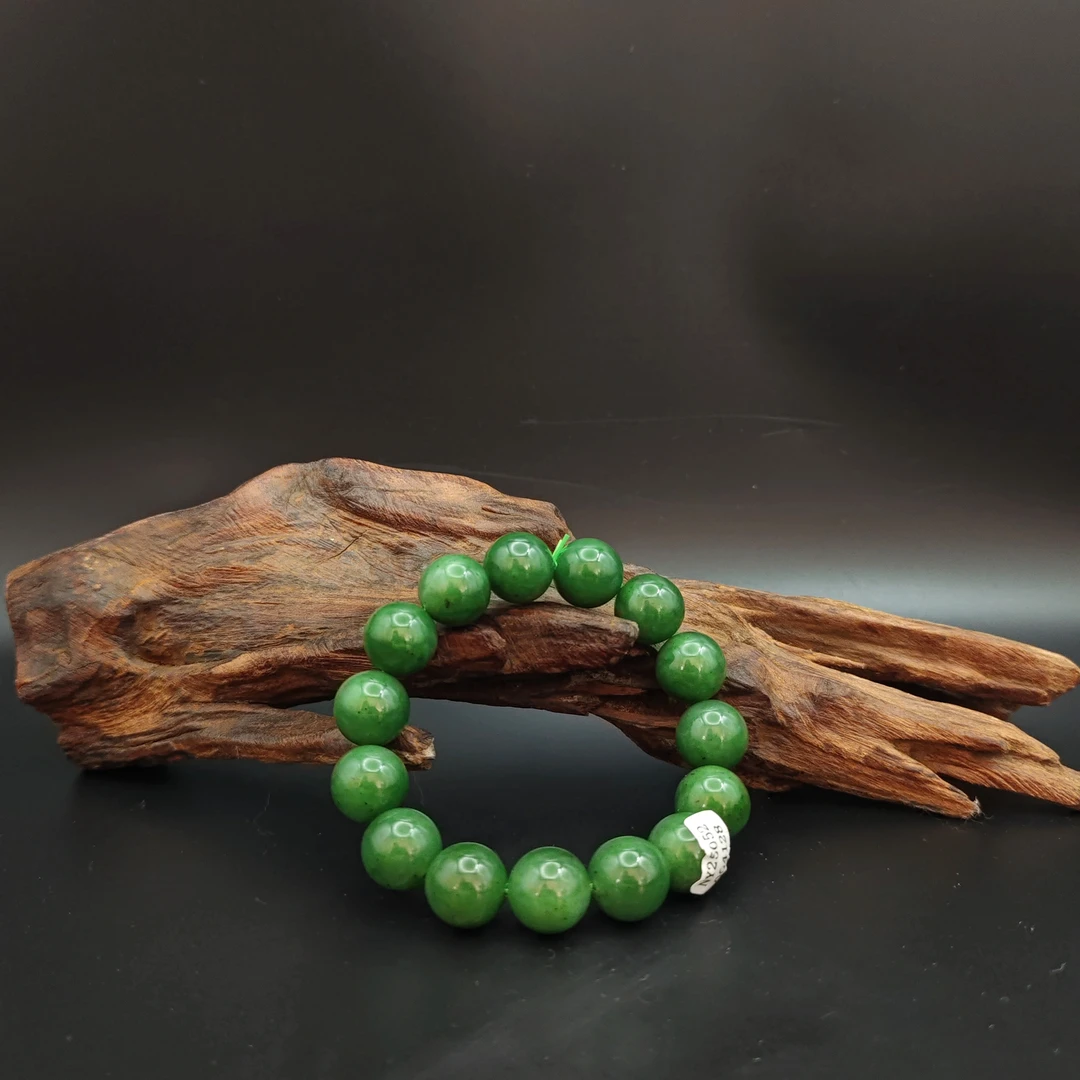 Q和田玉碧玉圆珠手串（4128）