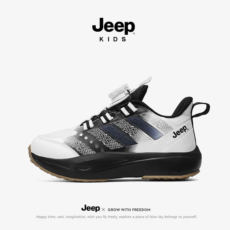 Jeep儿童跑步鞋开学季新款2025春季儿童百搭男女童鞋旋钮扣运动鞋
