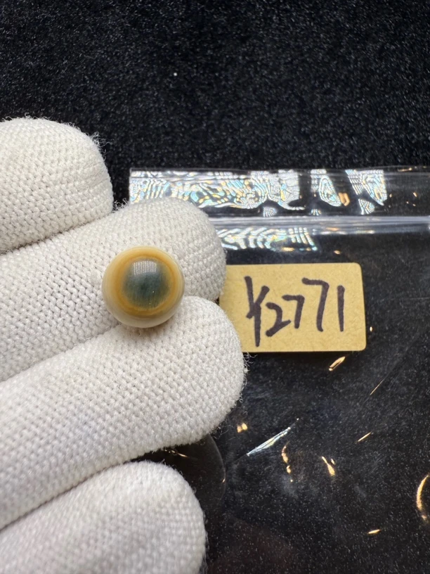 Y2771猛犸牙蓝皮蓝眼圆珠顶珠配珠10mm