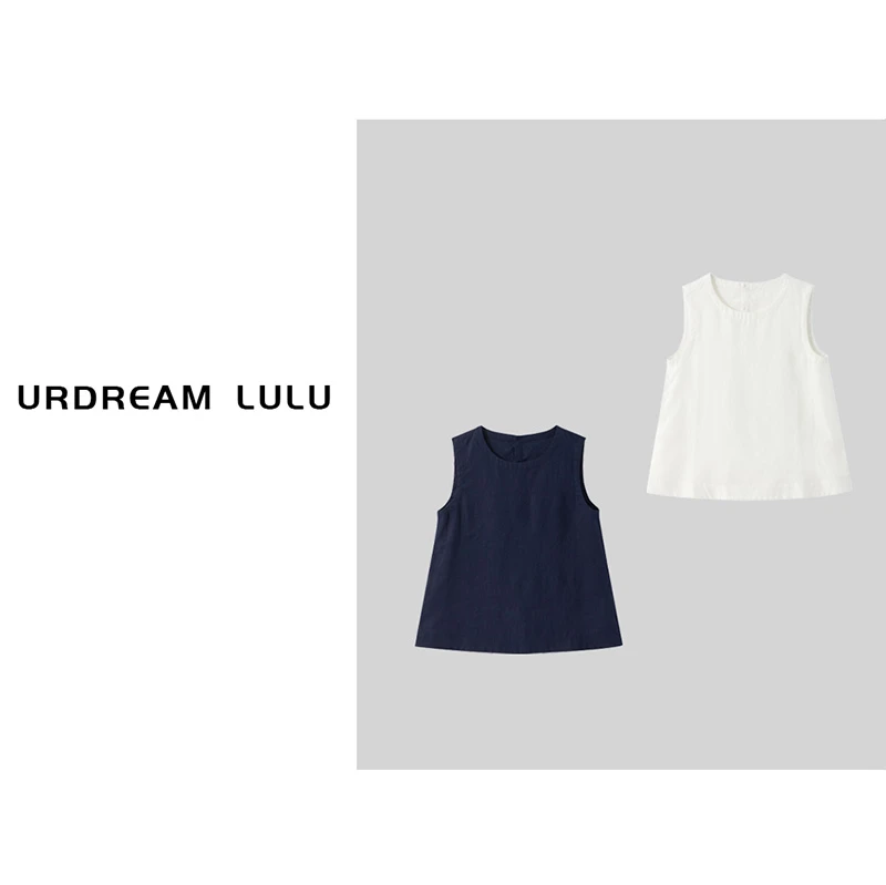 [栖云小筑] 100%亚麻A字无袖宽松背心女廓形圆领显瘦上衣-P1271
