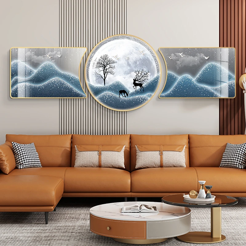 客厅背景墙挂画客厅装饰画沙发背景墙三联画简约墙面挂画【佳人新】