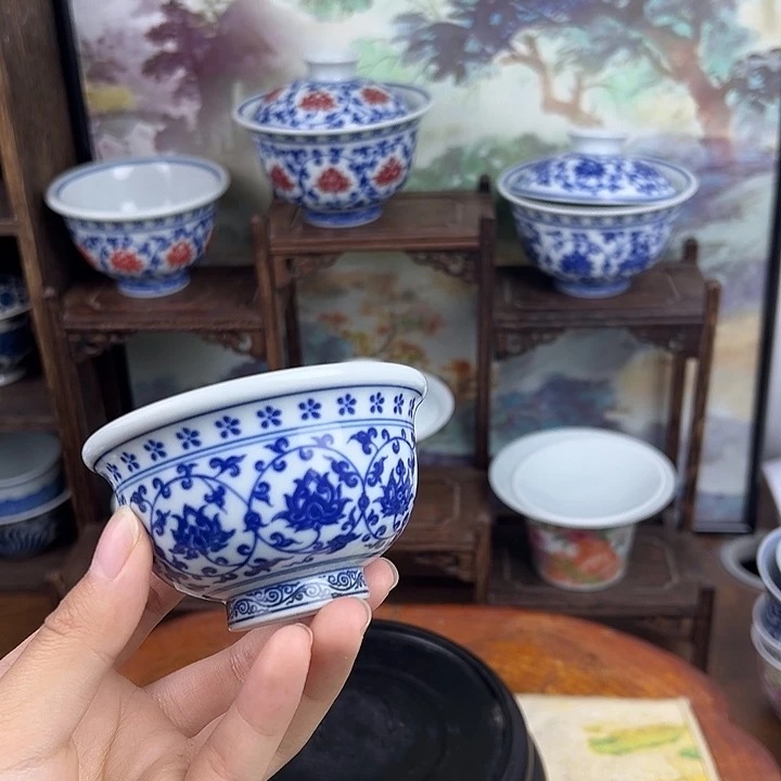 杯子青花缠枝莲小压手