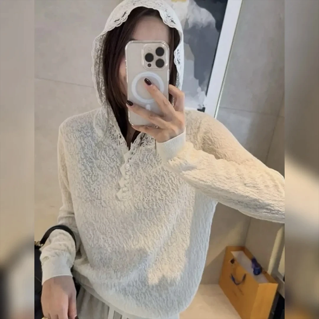 25早春针织衫长袖法式连帽宽松女装休闲百搭显瘦韩版慵懒风套头