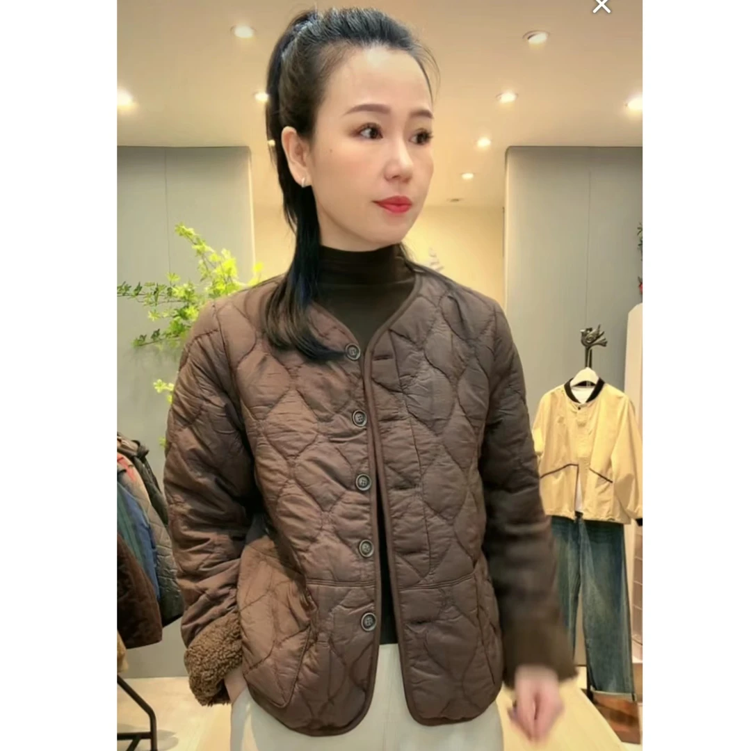 8842时尚加绒棉服休闲极简新款百搭棉衣 衣长60