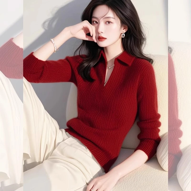 今年流行爆款慵懒高级感针织上衣独特漂亮小香风红色圣诞毛衣