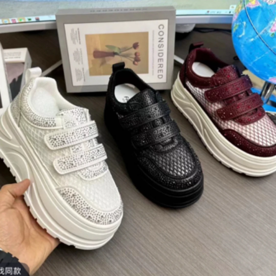 【麦】-新款时尚厚底爆款小白鞋百搭推荐透气网红夏季网面小个子