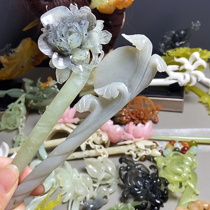 岫玉未镶嵌发簪发簪