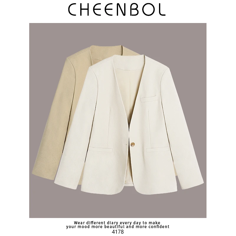 4178亚麻长袖外套女夏季新款上班通勤显瘦高级感纯色百搭外套