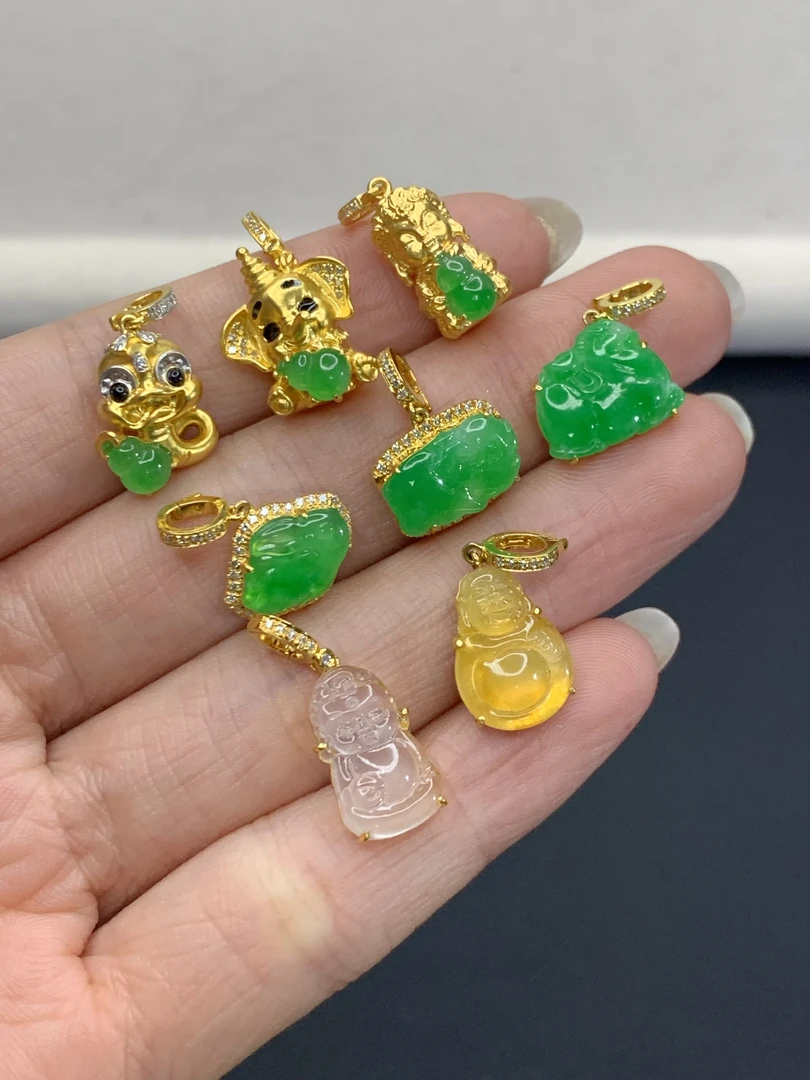 翡翠吊坠18K金镶嵌（多样性发其一）DJ3