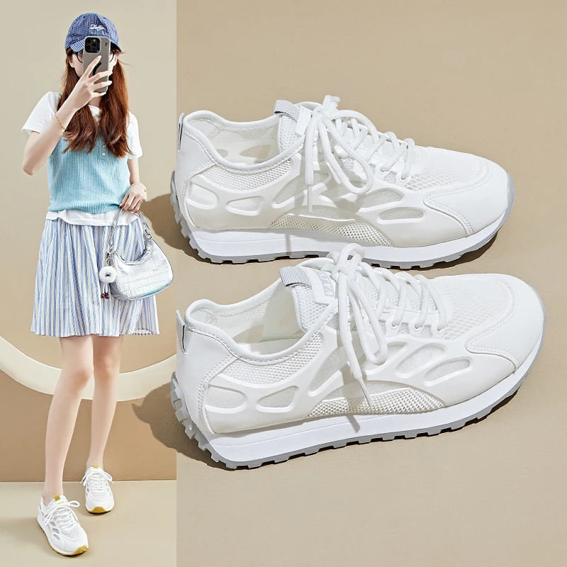 2025夏季新款阿甘鞋女时尚百搭小白鞋网面透气软底百搭休闲鞋X1