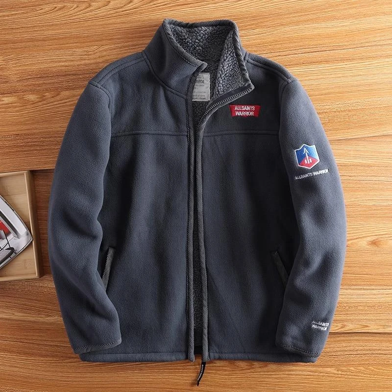 出口北欧！重磅牛货！羊羔绒外套加绒加厚冬季男装大码摇粒绒夹克