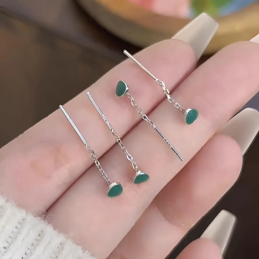 铜合金耳饰 牛油果绿耳线女2025新款小众设计感早春新中式耳饰品