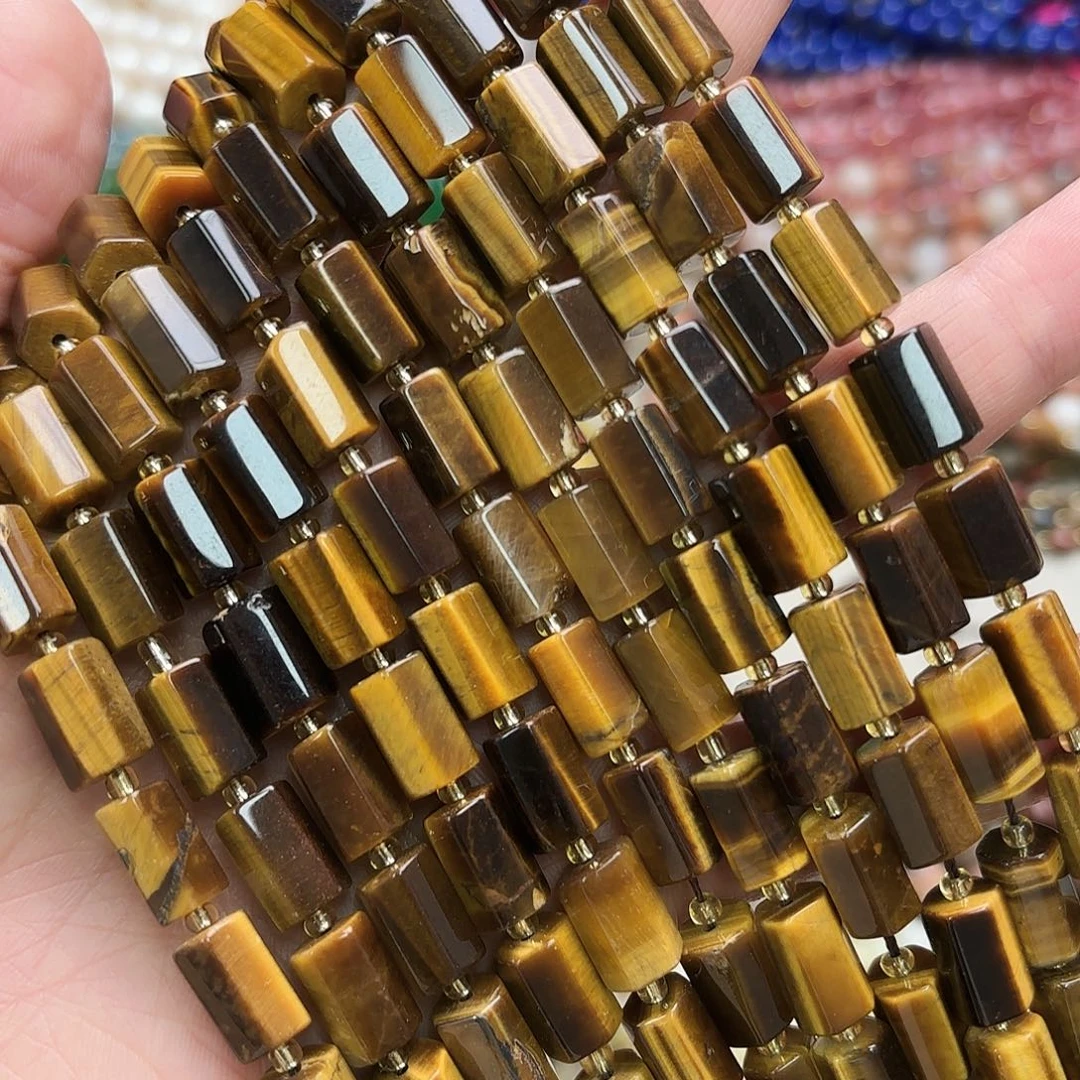 玛瑙/玉髓未镶嵌珠宝半成品8×12虎眼柱子切一条