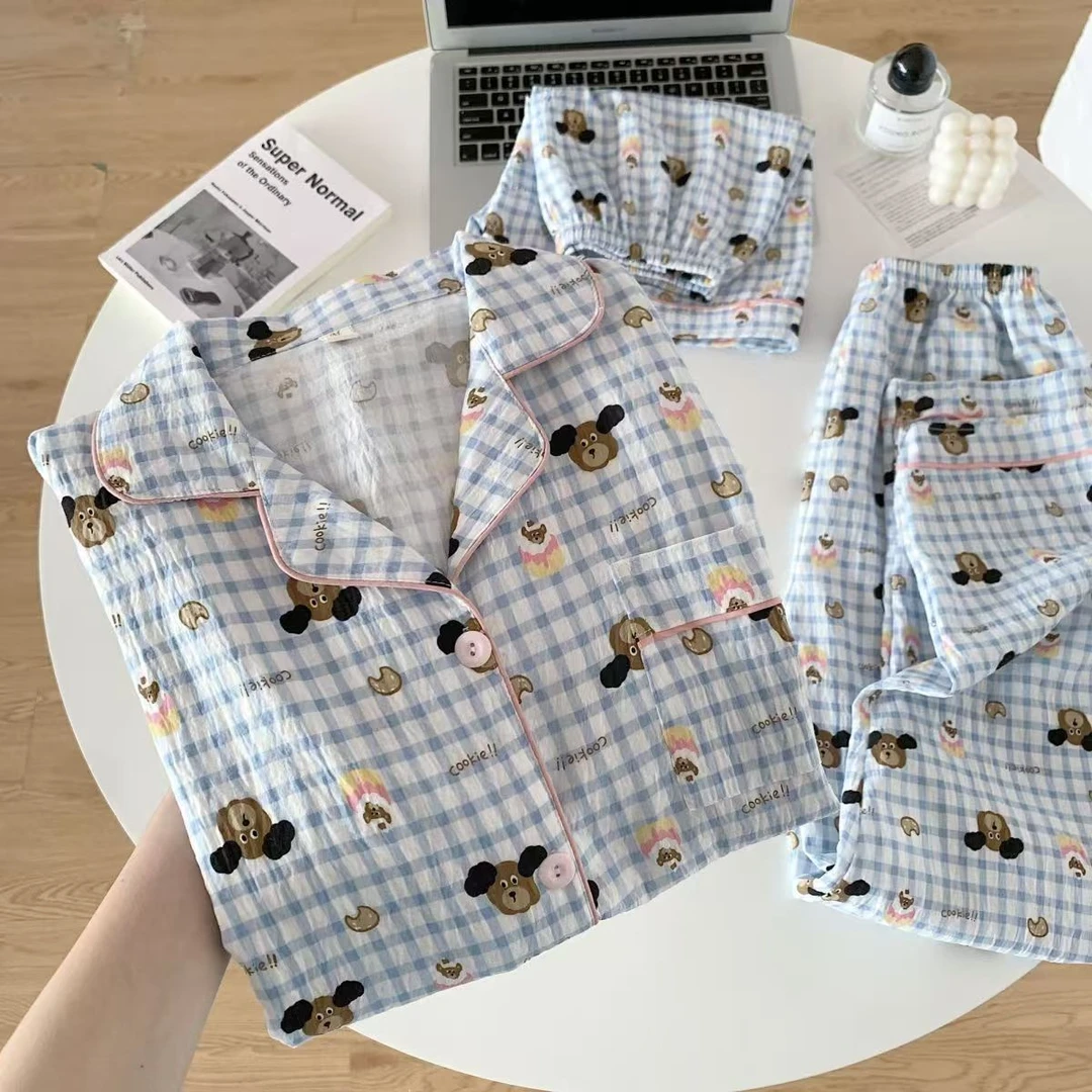 夏季新款蛋糕狗狗短袖三件套睡衣可爱减龄云朵绵柔透气女套装1962