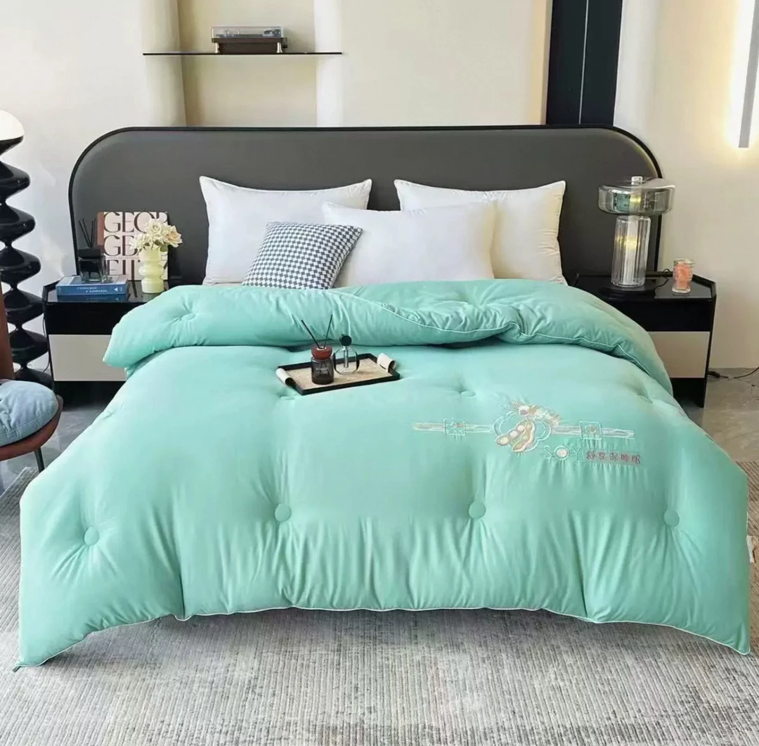 亲肤保暖抗菌大豆蛋白冬季加厚柔软大豆被被子被芯刺绣绣花磨毛