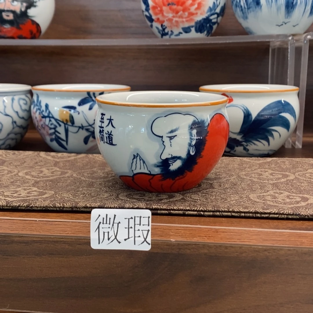 釉下彩老陶泥手工绘制