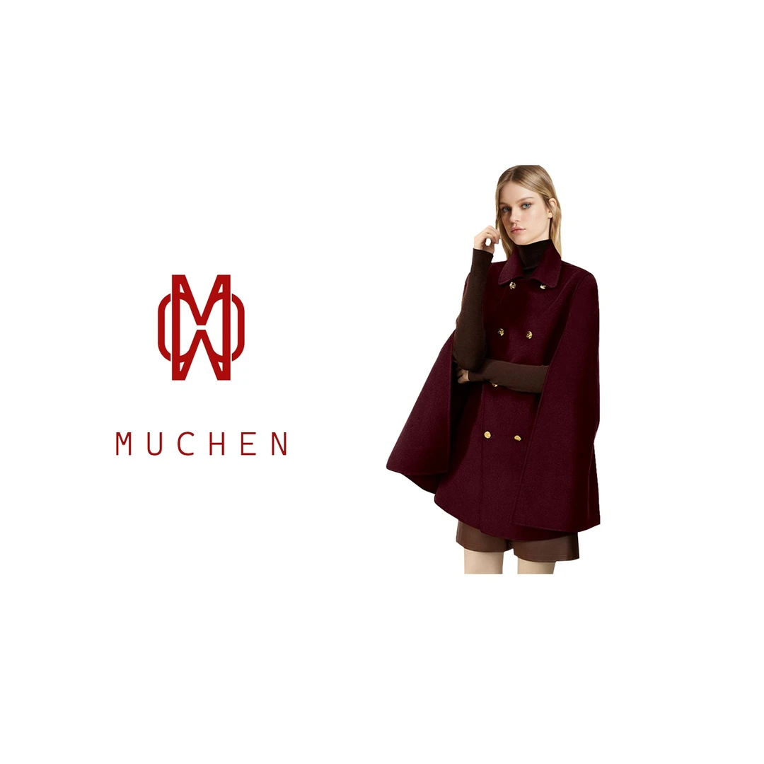 [MUCHEN]红色斗篷毛呢外套女2025冬装新款英伦风披肩宽松毛呢大衣