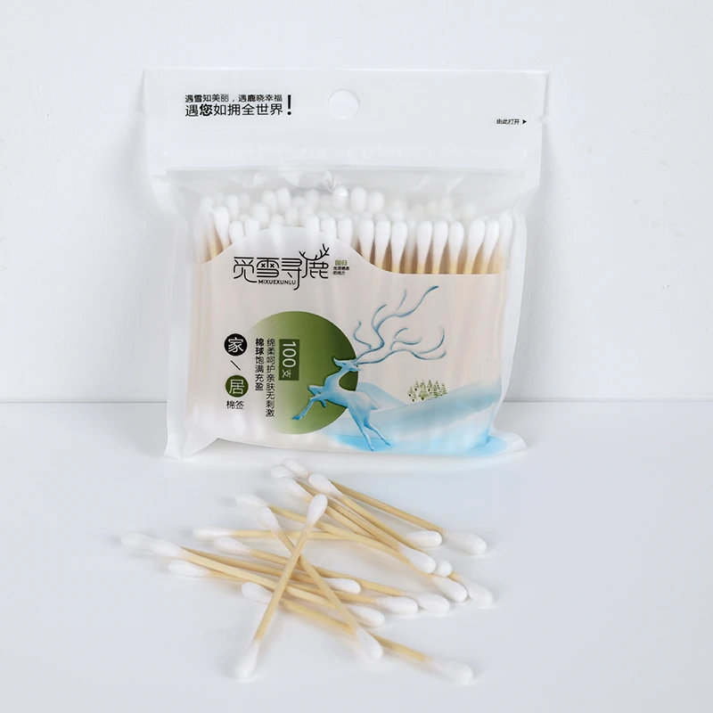 袋装一次性双头棉签掏耳化妆用一次性棉棒双头棉花木棒卸妆棉花棒