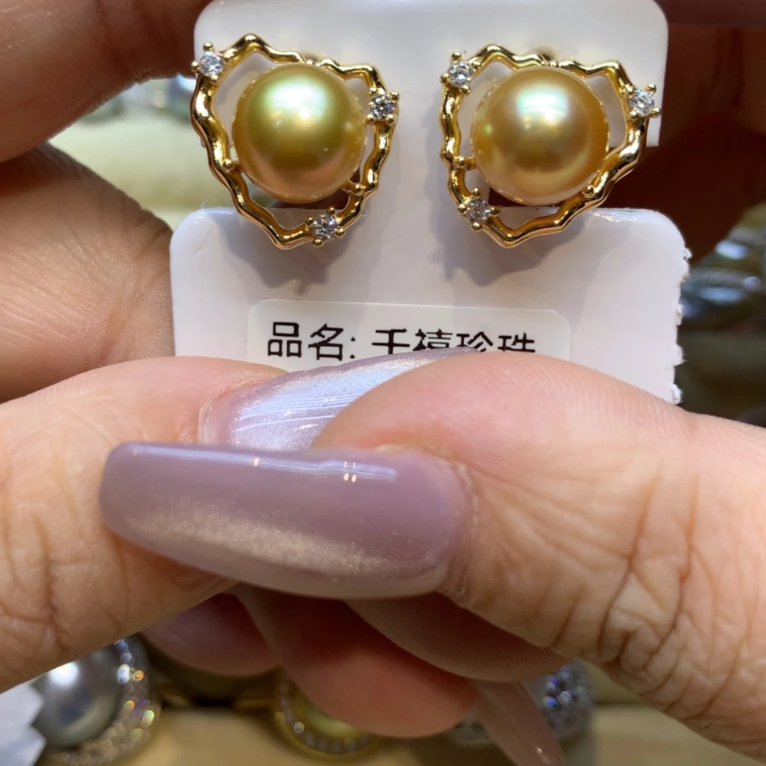 银S925镶嵌耳饰海水珍珠