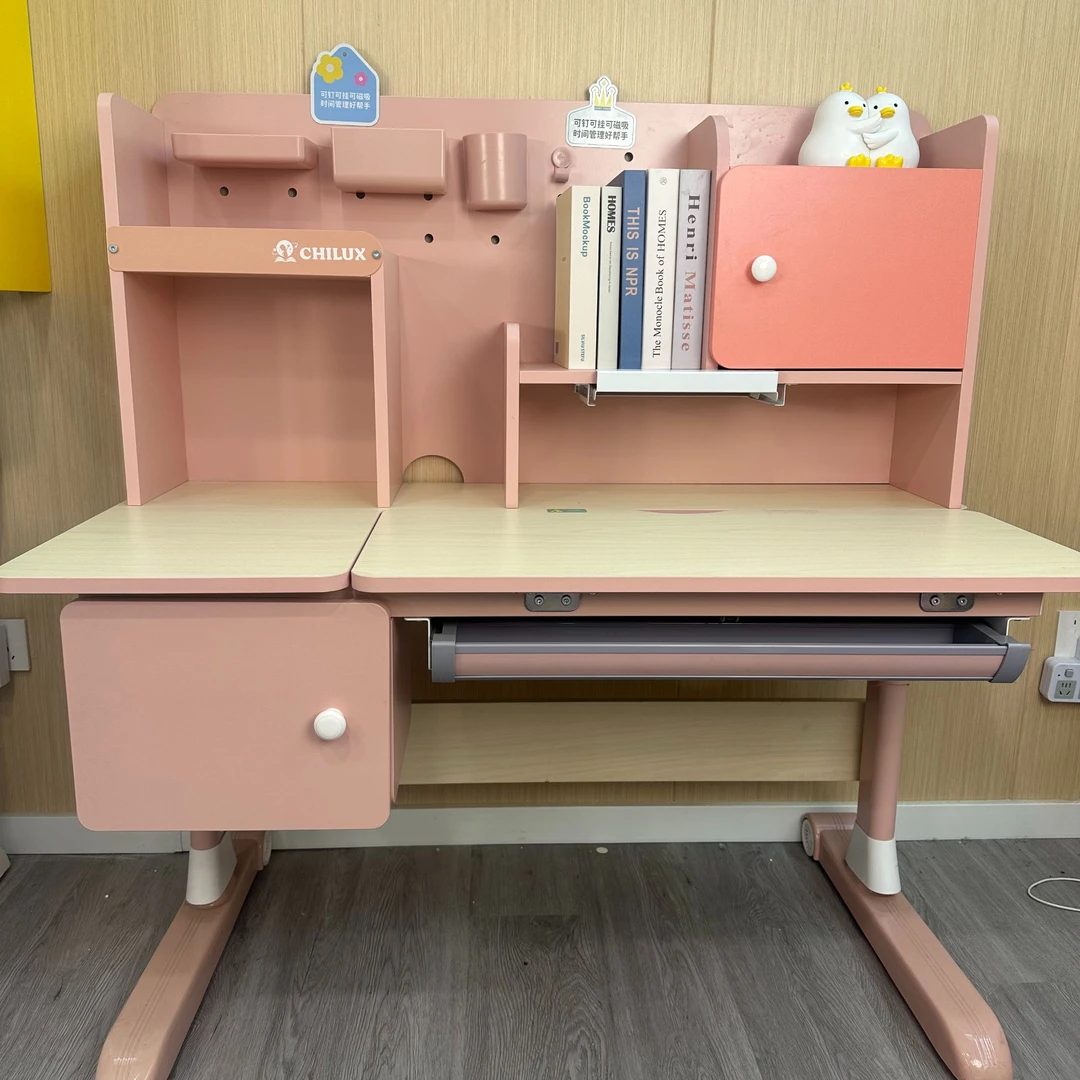 儿童实木升降学习桌小学生幼儿园南阳楹木女孩粉色家用小孩写字台