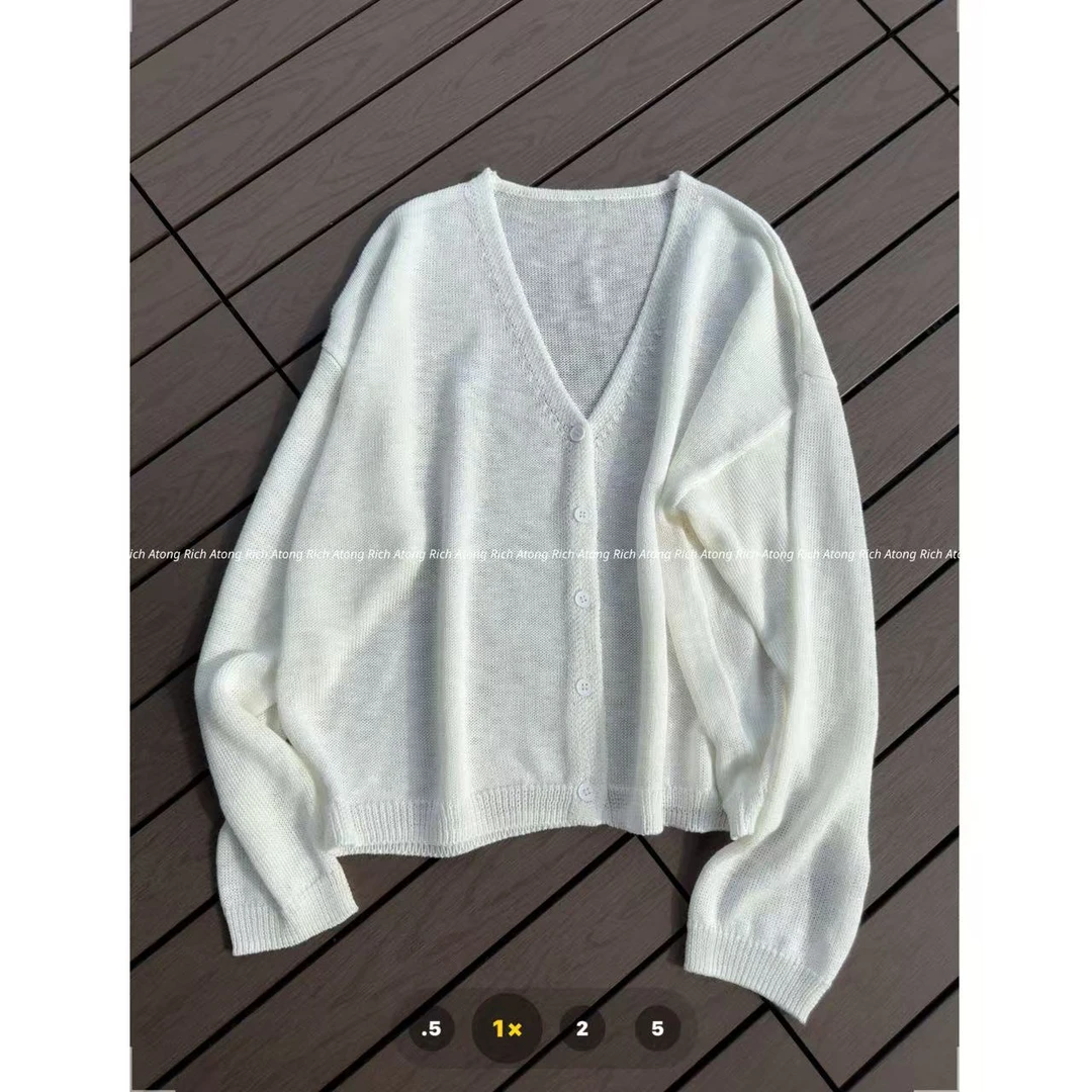 atong/阿彤-【和纸开衫】-2025极简V领排扣针织开衫0617-08