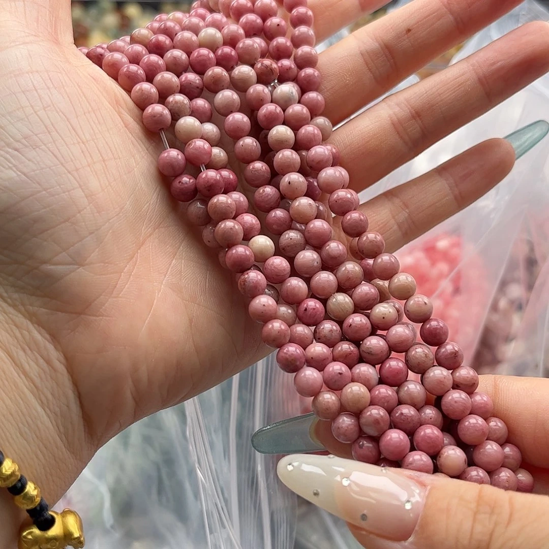 白玉菩提吊坠q6mm/30+6颗红木纹石