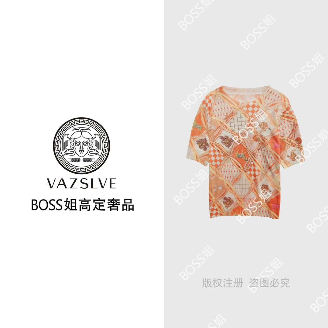 【VAZSLVE/全新奢品】捡漏 时尚圆领显瘦套头短袖针织打底衫msl141