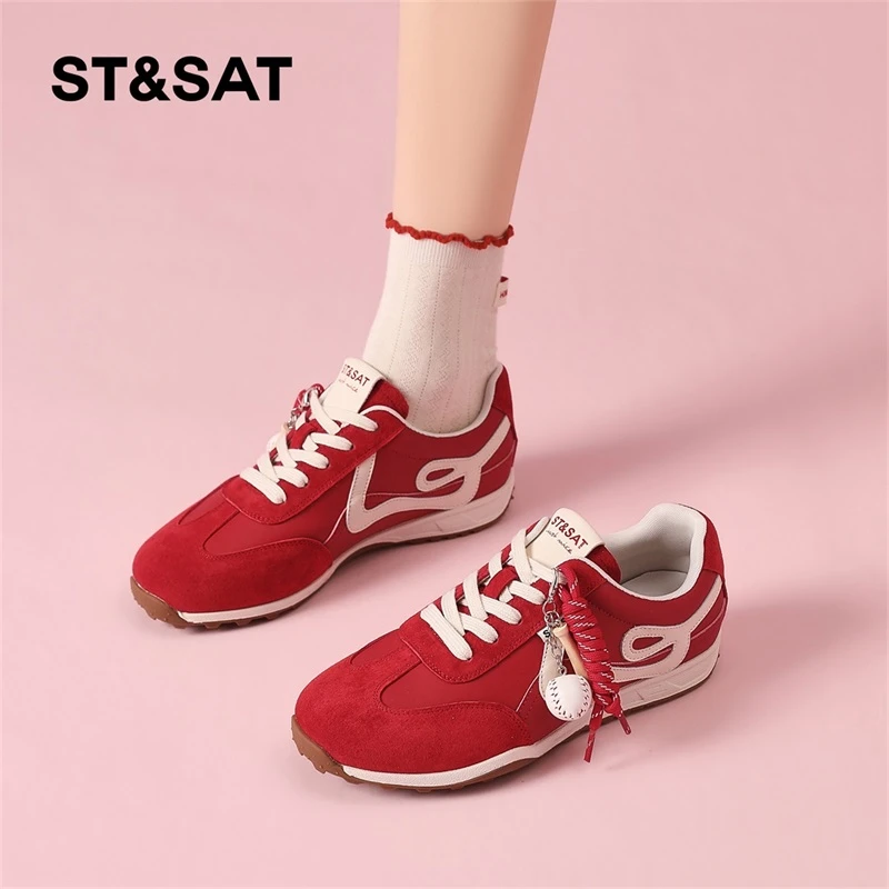 星期六防滑复古德训鞋女2025秋季新款时尚运动休闲板鞋厚底小白鞋