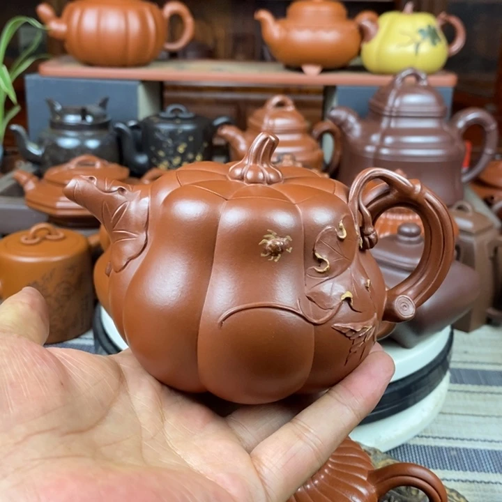 紫砂茶壶南瓜360cc原矿龙血砂特价