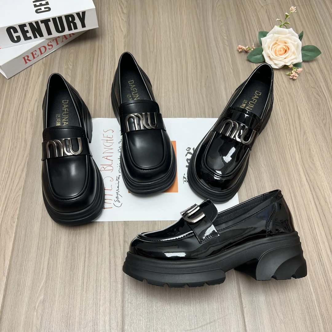 【YY】厚底小皮鞋女2025年春季新款英伦风百搭单鞋系带乐福鞋