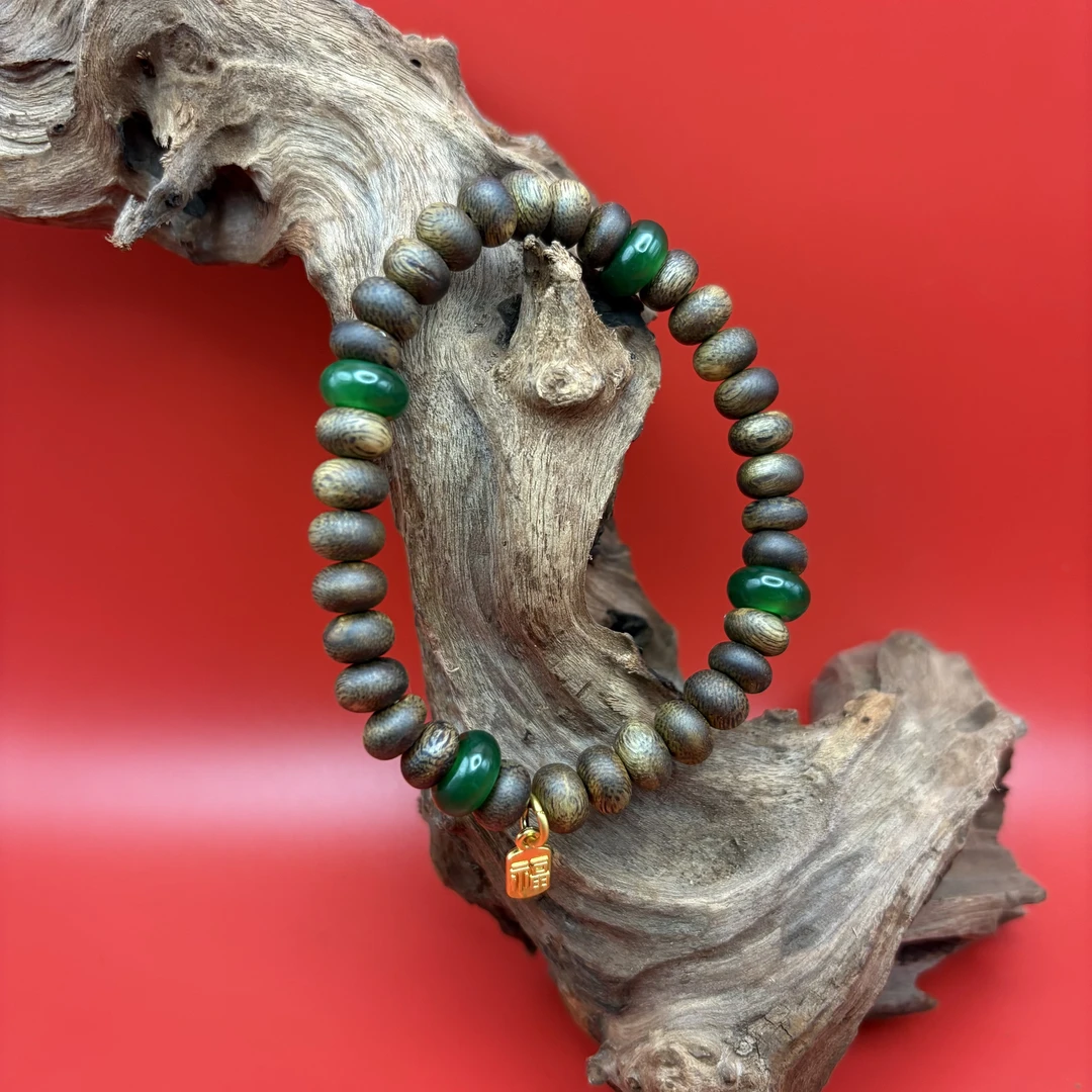 沉香【海南白棋楠】定制DIY 0.8算盘珠单圈 尖峰岭白棋楠沉香手串