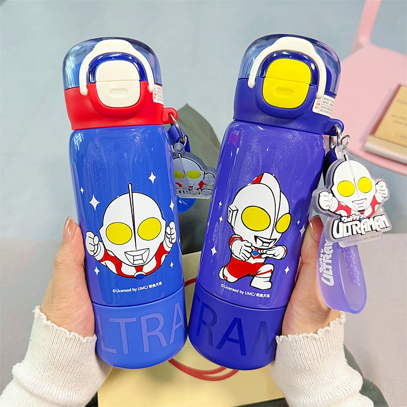 奥特曼316L保温杯儿童上学专用水杯高颜值男孩小学生吸管双饮杯子