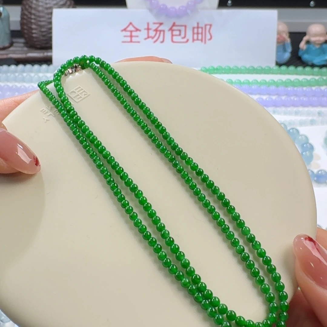 翡翠颈饰未镶嵌暴***子色标小米珠(尾款)