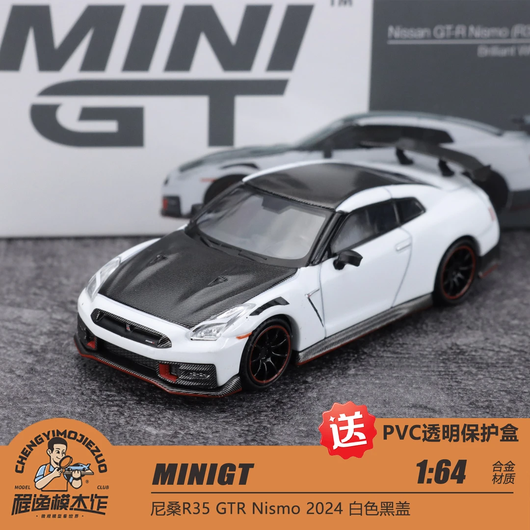 MINIGT 1:64 尼桑R35 GTR Nismo 2024 白色黑盖 合金车模1045