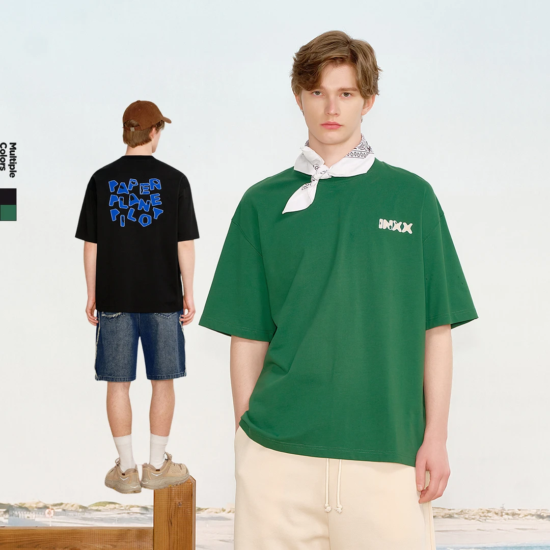 【INXX】撞色做破贴布绣短袖T恤休闲基础款上衣情侣XRF2010827