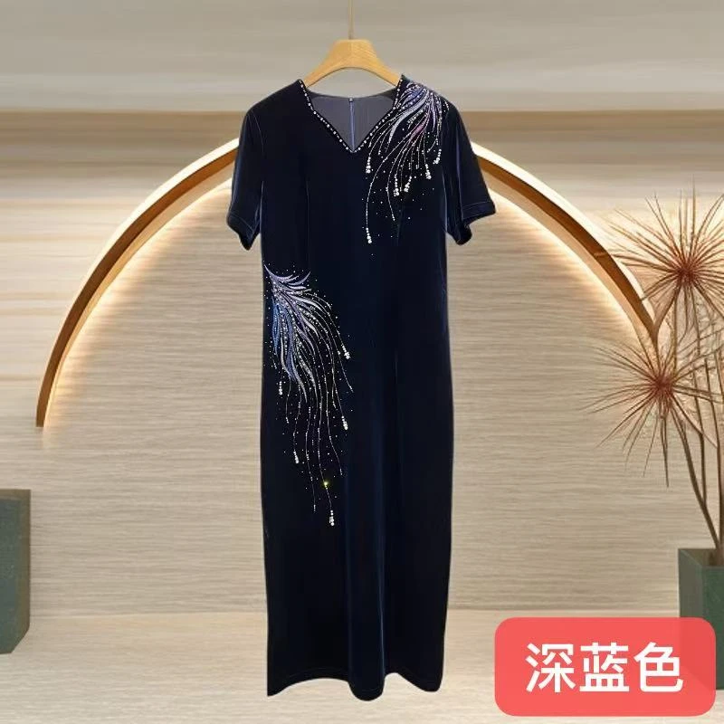 25936-1高端新款气质优雅时尚显瘦百搭洋气连衣裙轻奢复古中式