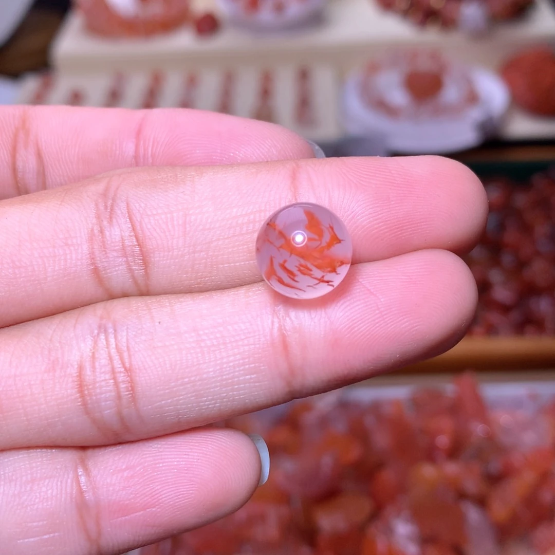 南红玛瑙未镶嵌珠宝半成品飘花单珠15