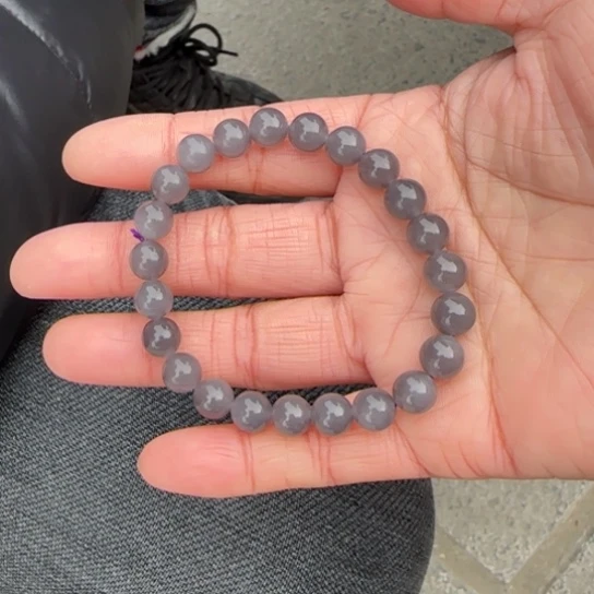 和田玉手链未镶嵌紫罗兰卡8