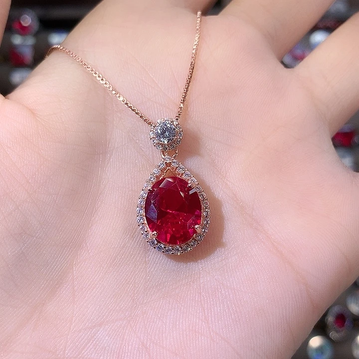 吊坠925银鸽血红吊坠玫瑰金