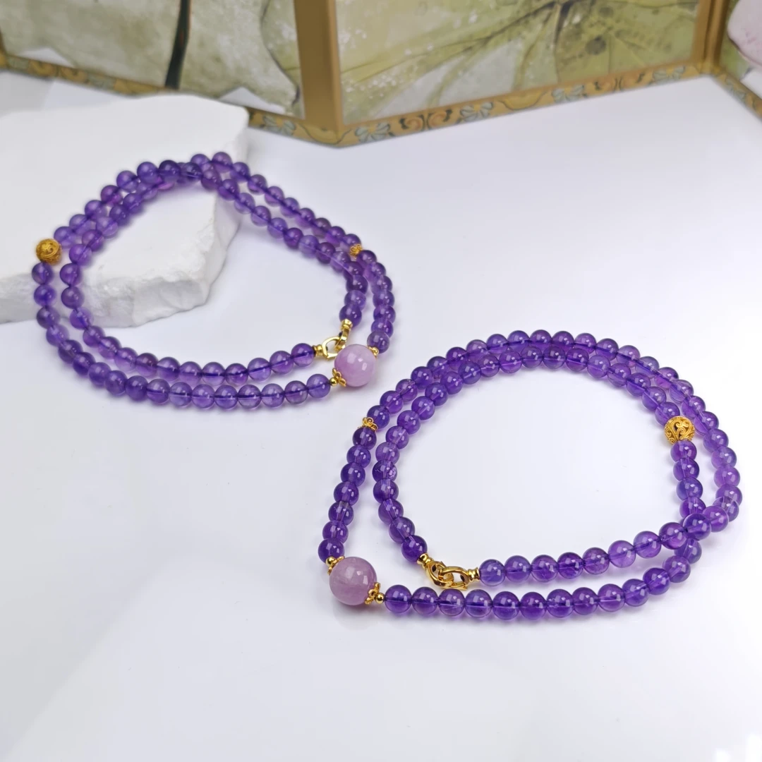 【铭记珠宝】紫水晶项链10-DM01L124【多样性发一件】尺寸约5.5mm+