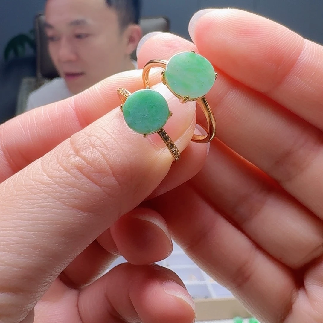 翡翠戒指银S925镶嵌天然