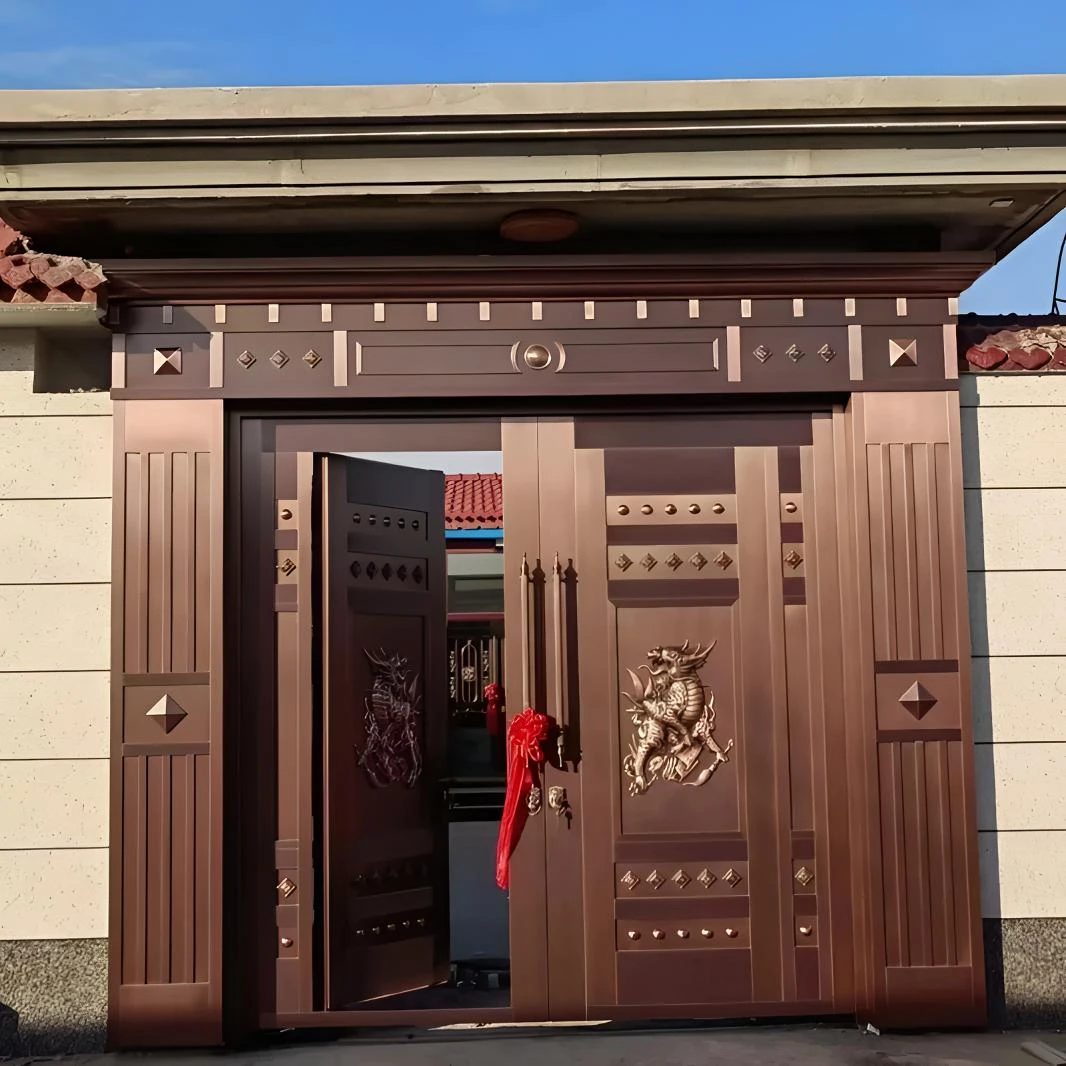 定制对开门双开门铜门自建房大门围墙庭院门农村四开门别墅子母门