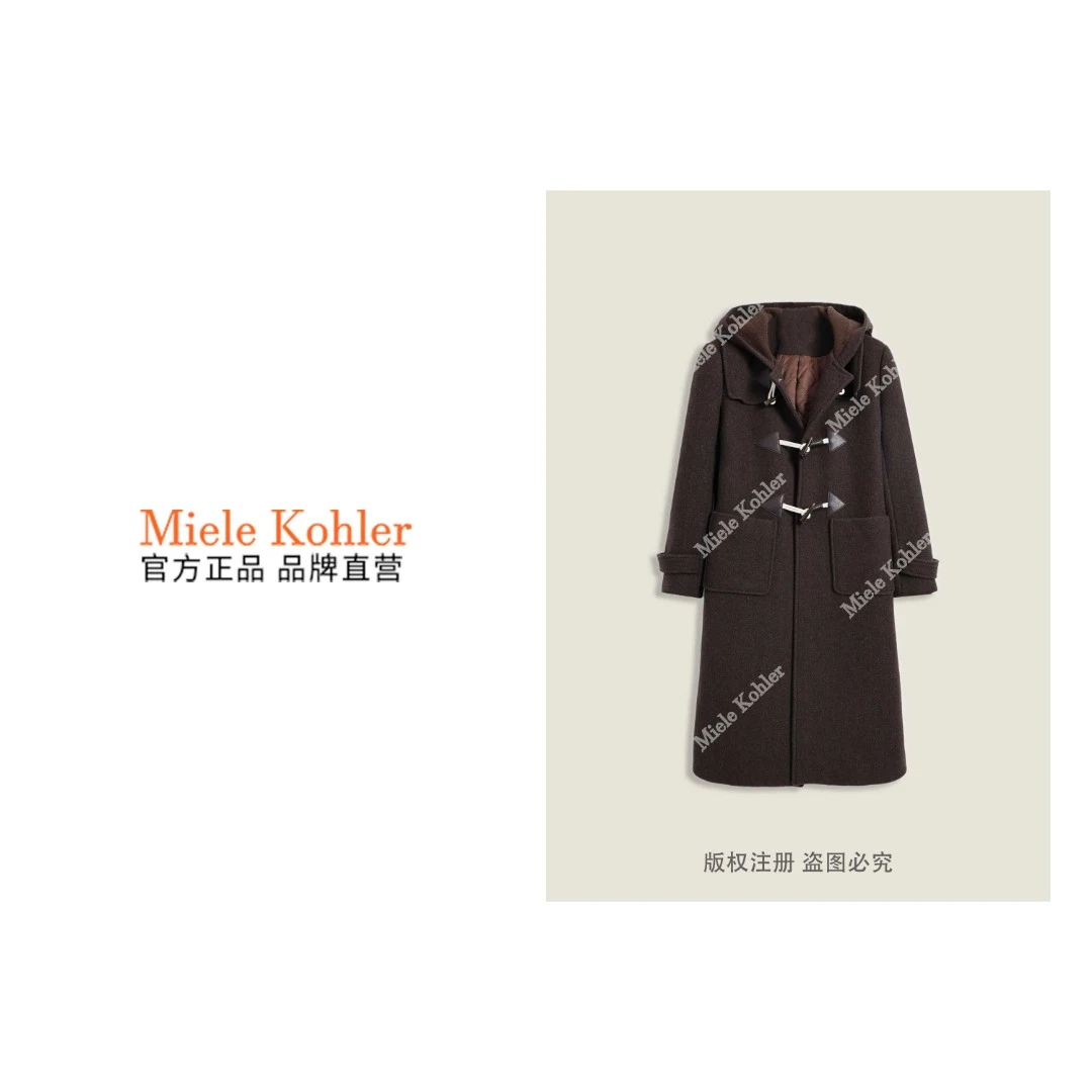 高级感连帽牛角扣百搭女装绵羊毛大衣MKKQ81722【澳门小源同款】